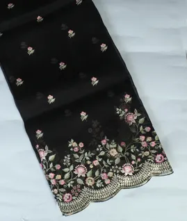 Black Organza Embroidery saree T4630321