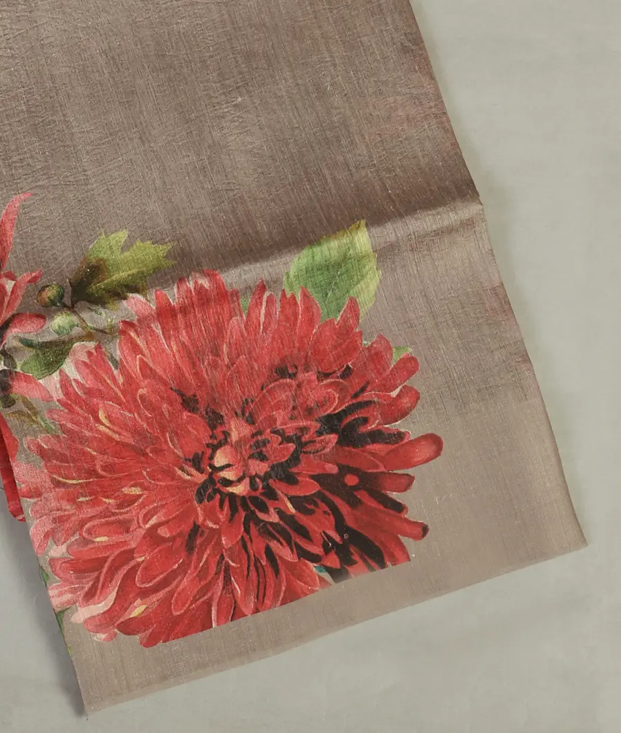 Grey Tussar Printed Saree T469842-image