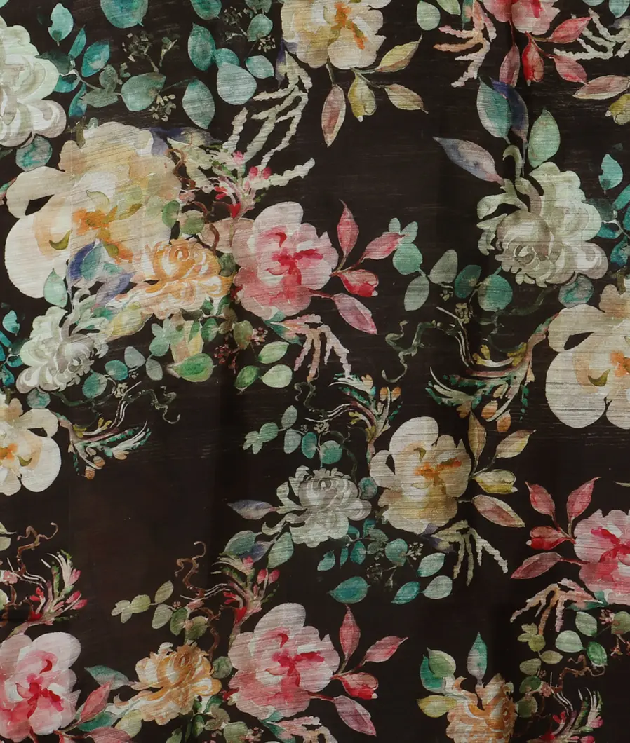 Black Tussar Printed Saree T4435933