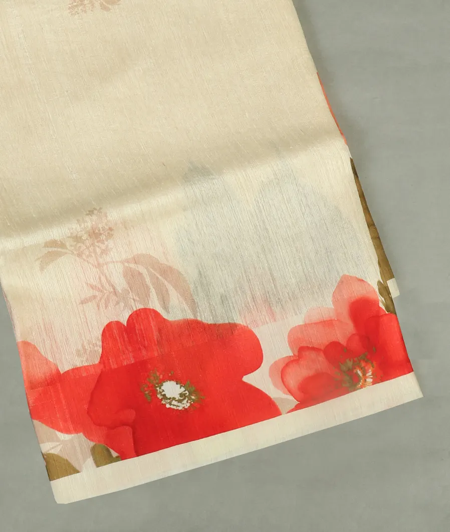 Off - White Tussar Printed Saree T469830-image