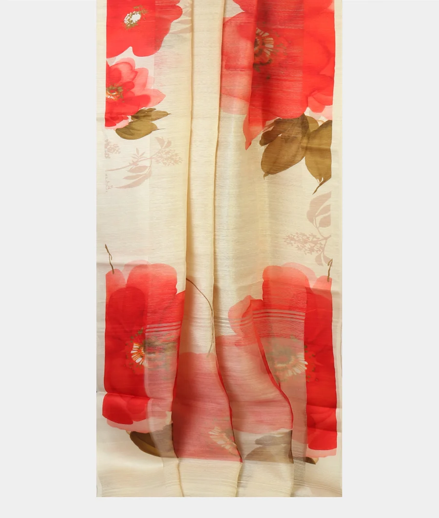 Off - White Tussar Printed Saree T4698302
