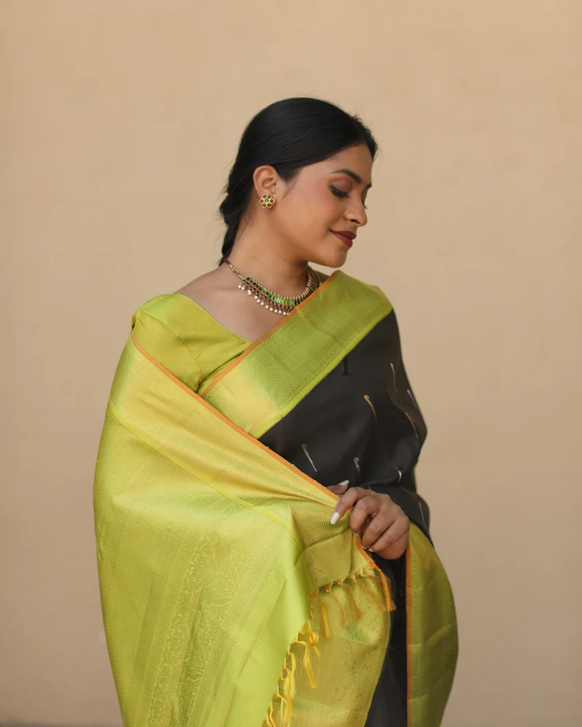 Black Kanjivaram Silk Saree T4571567