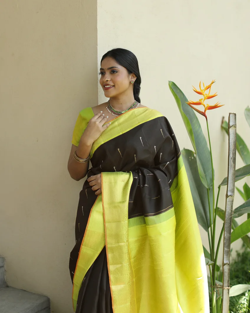 Black Kanjivaram Silk Saree T45715612