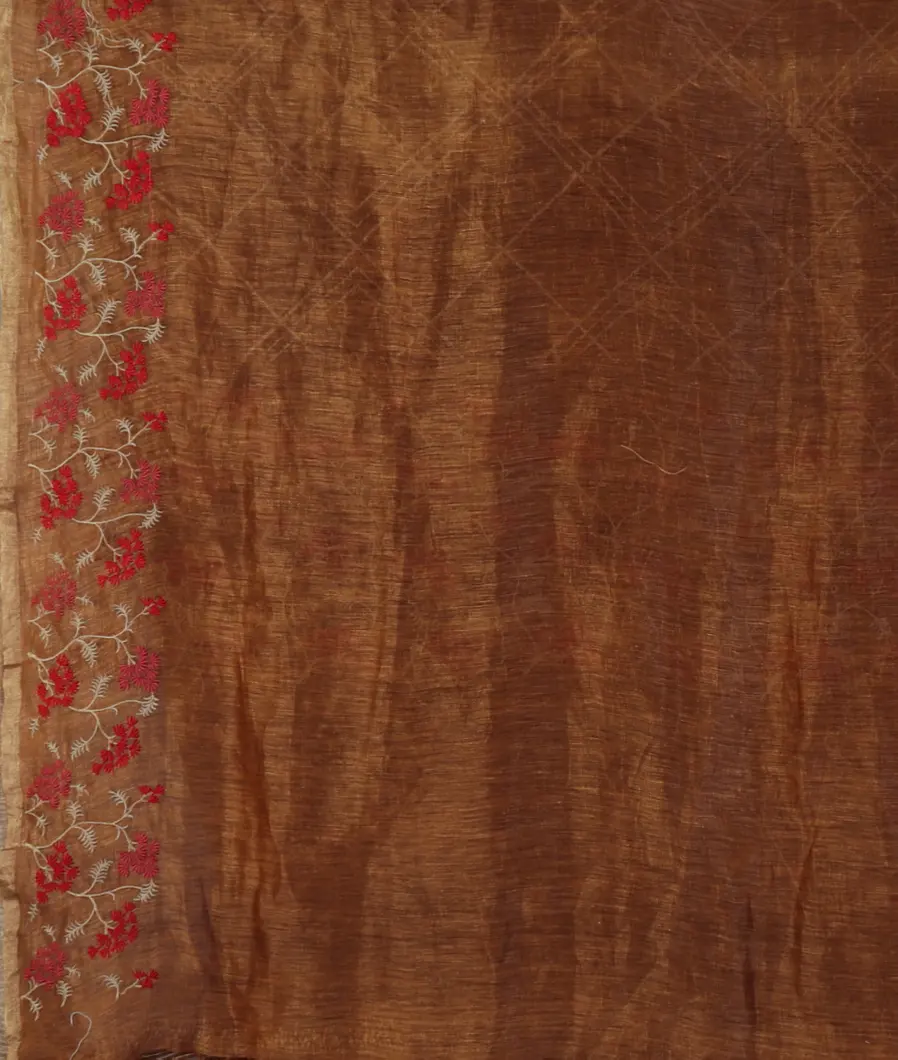Brown Linen Printed Saree T4715253