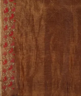 Brown  Linen Printed Saree T4715253