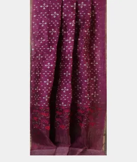 Purple  Linen Printed Saree T4715202