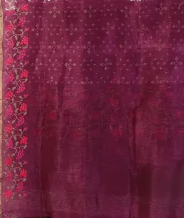 Purple  Linen Printed Saree T4715203