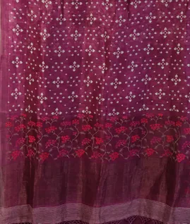 Purple  Linen Printed Saree T4715204