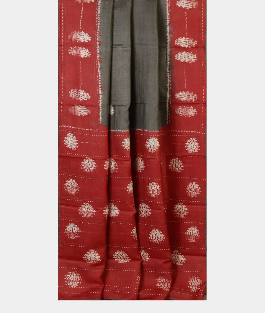 Grey Tussar Printed Saree T4671832