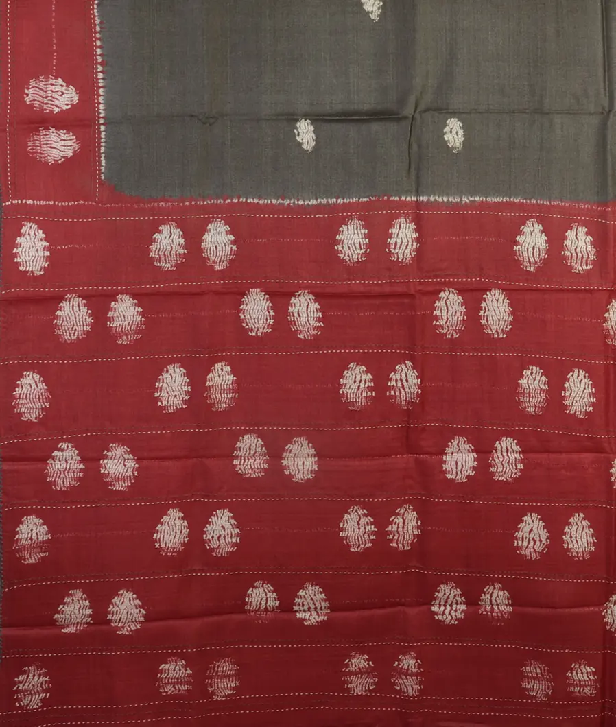 Grey Tussar Printed Saree T4671834