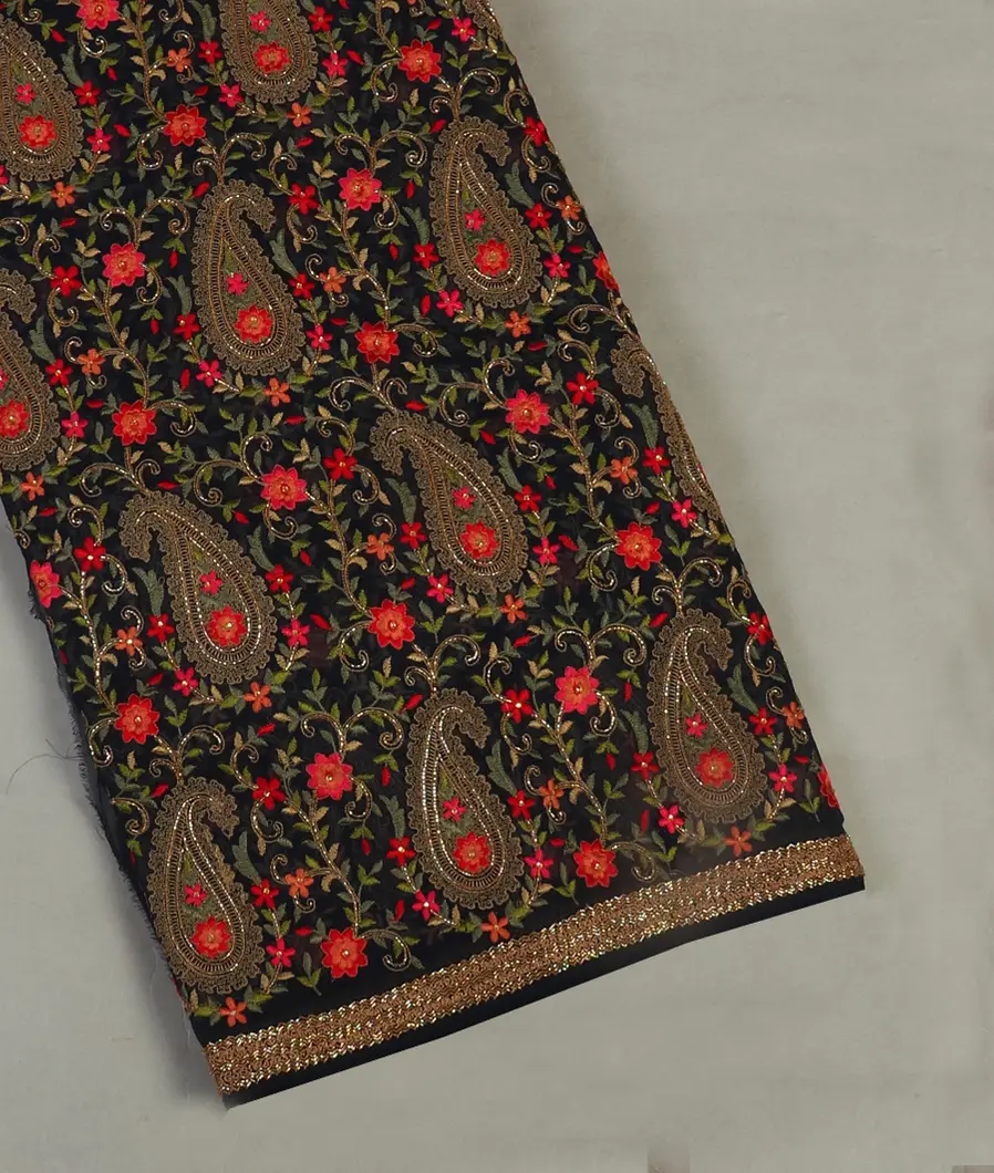 Black Georgette Silk Embroidery Saree T471206-image