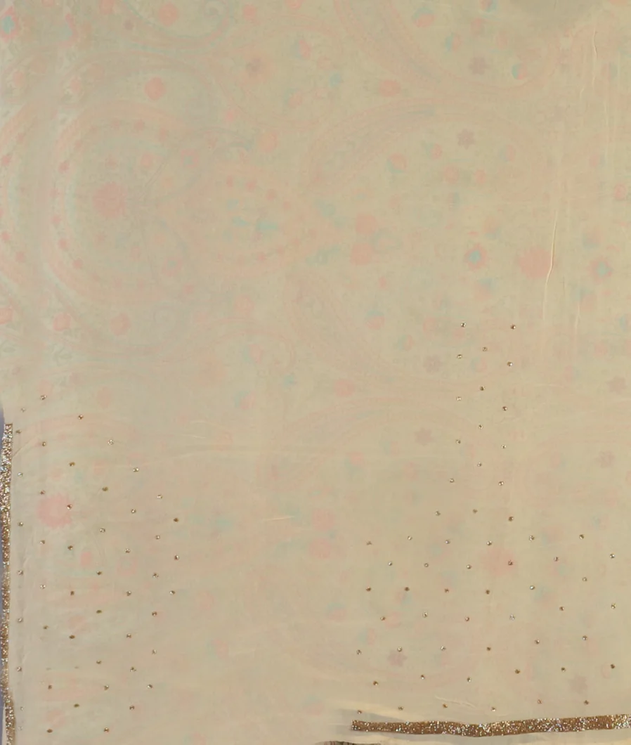 Beige Georgette Silk Embroidery Saree T4712023