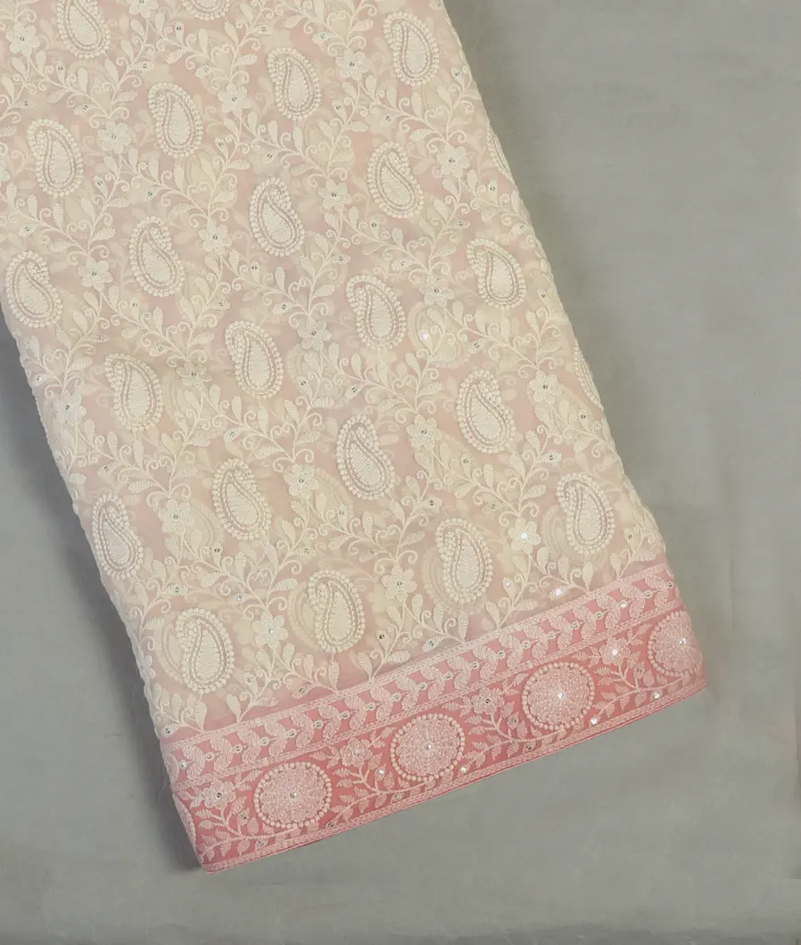 White Georgette Silk Embroidery Saree T468858-image