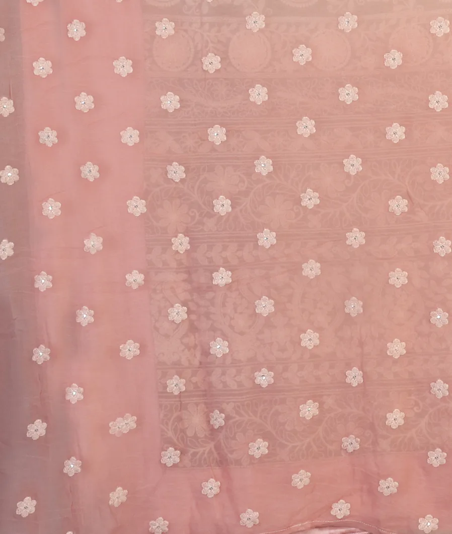 White Georgette Silk Embroidery Saree T4688583