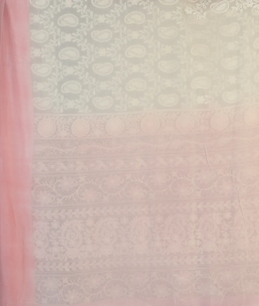 White Georgette Silk Embroidery Saree T4688584