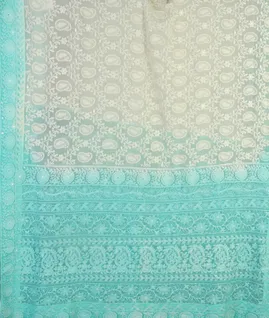 White Georgette Silk Embroidery SareeT4688595