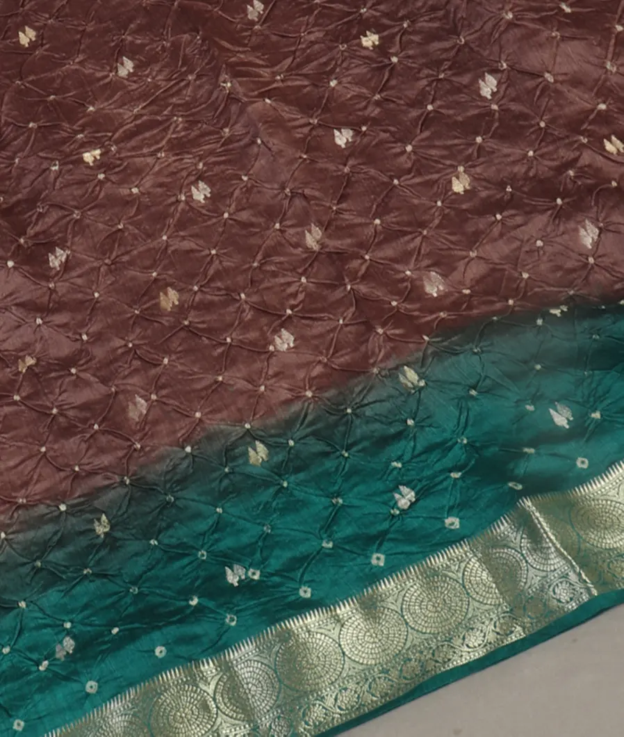 Brown Bandhani Chaniya Silk Saree T4702574