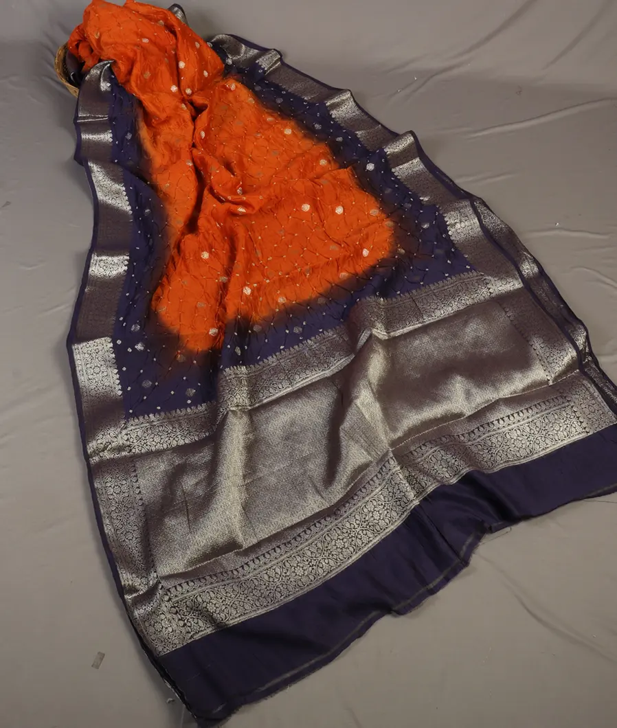 Peach Bandhani Chaniya Silk Saree T4702362