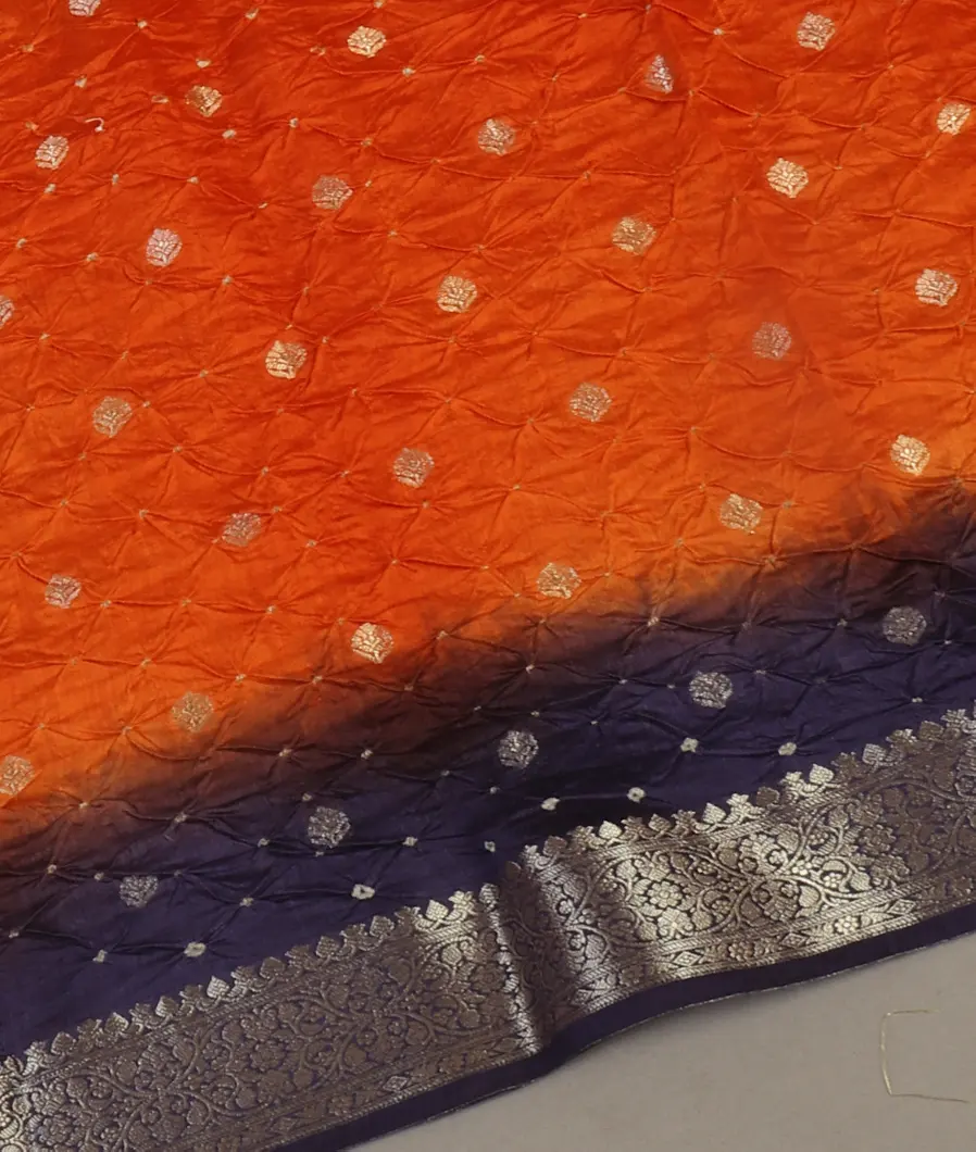 Peach Bandhani Chaniya Silk Saree T4702364