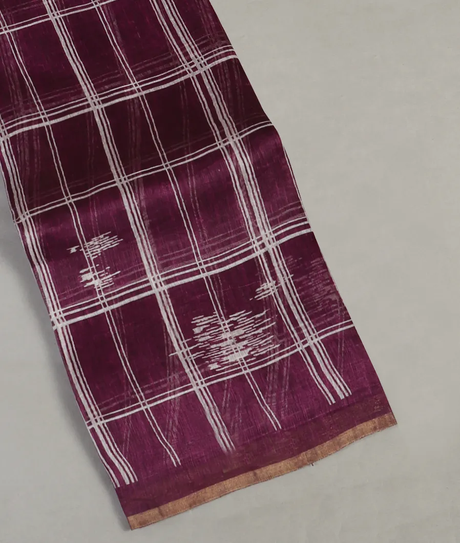 Purple Linen Printed Saree T471530-image