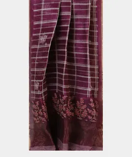 Purple Linen Printed Saree T4715302