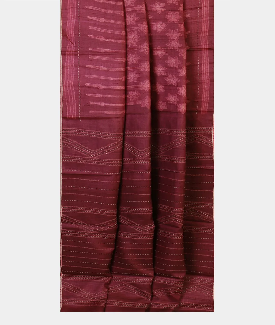 Purple Tussar Printed Saree T4680382