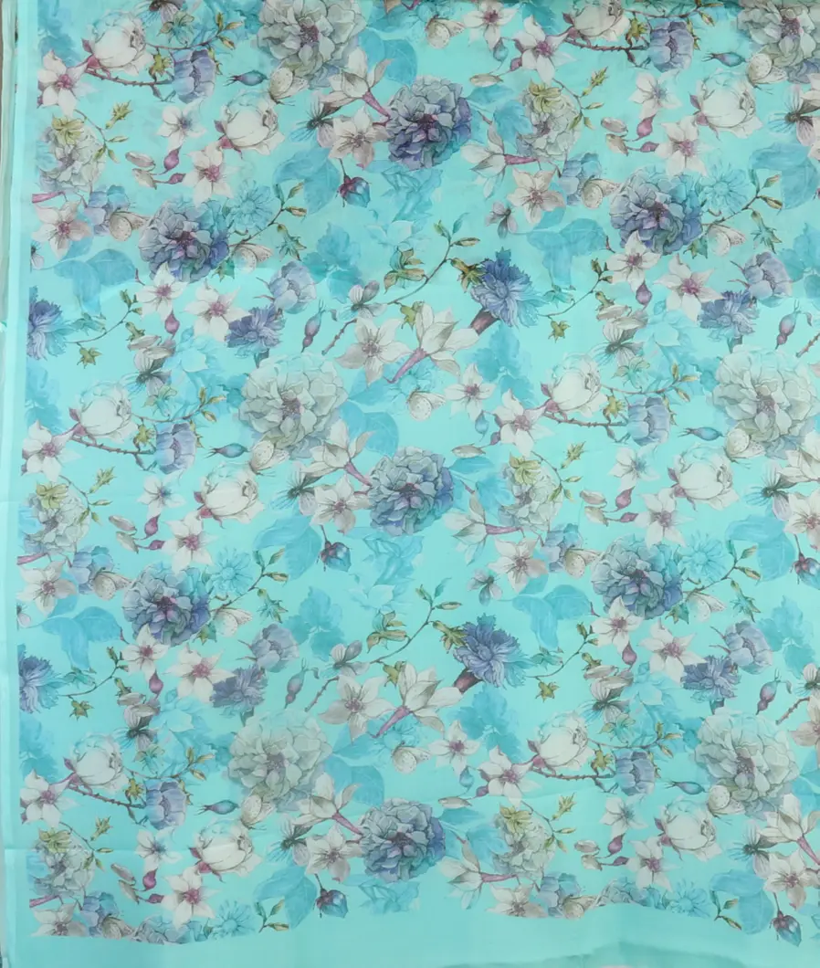 Blue Chiffon Silk Saree T4699364