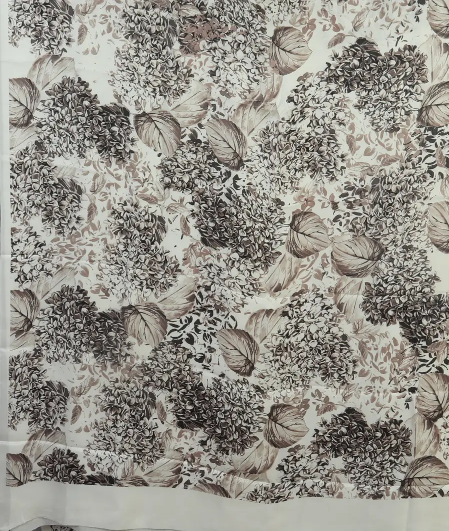 White Satin Crepe Silk Saree T4705254