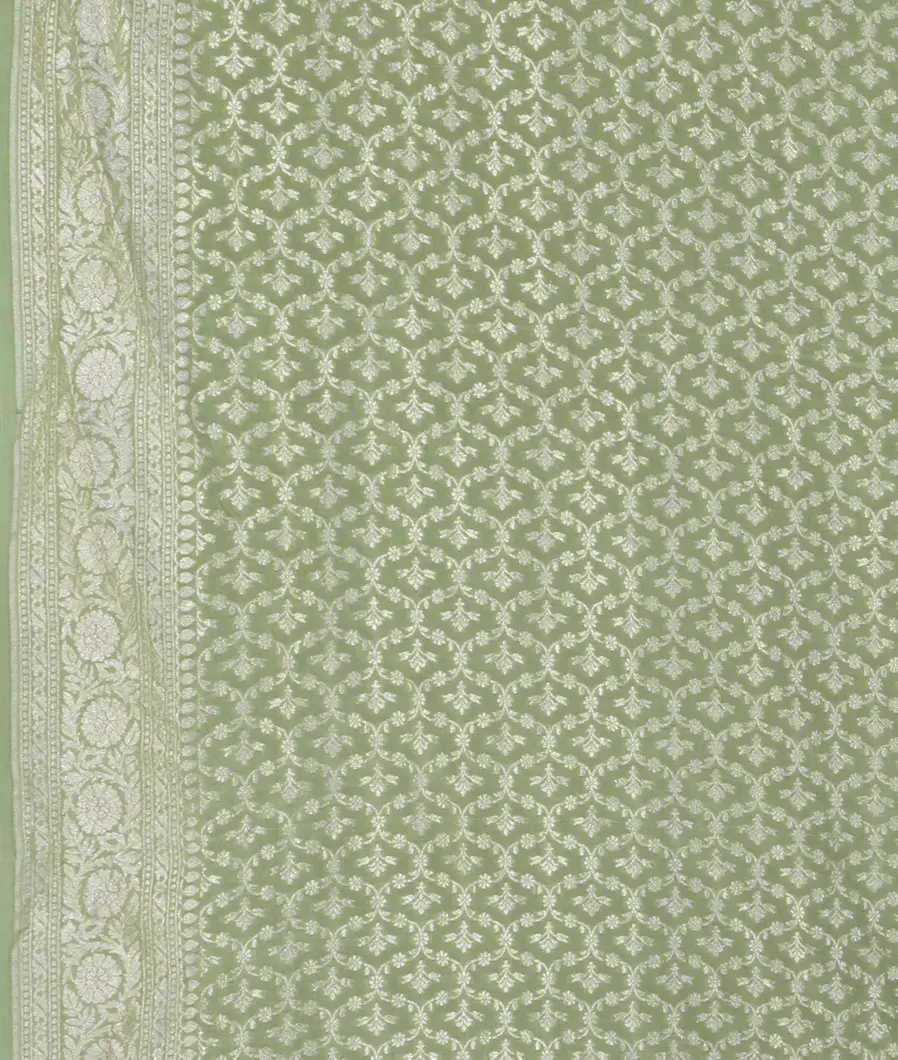 Green Banaras Crepe Silk Saree T4596143