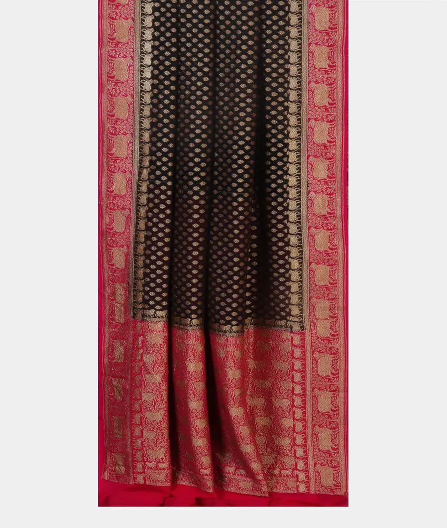 Black Banaras Georgette Silk Saree T4492432