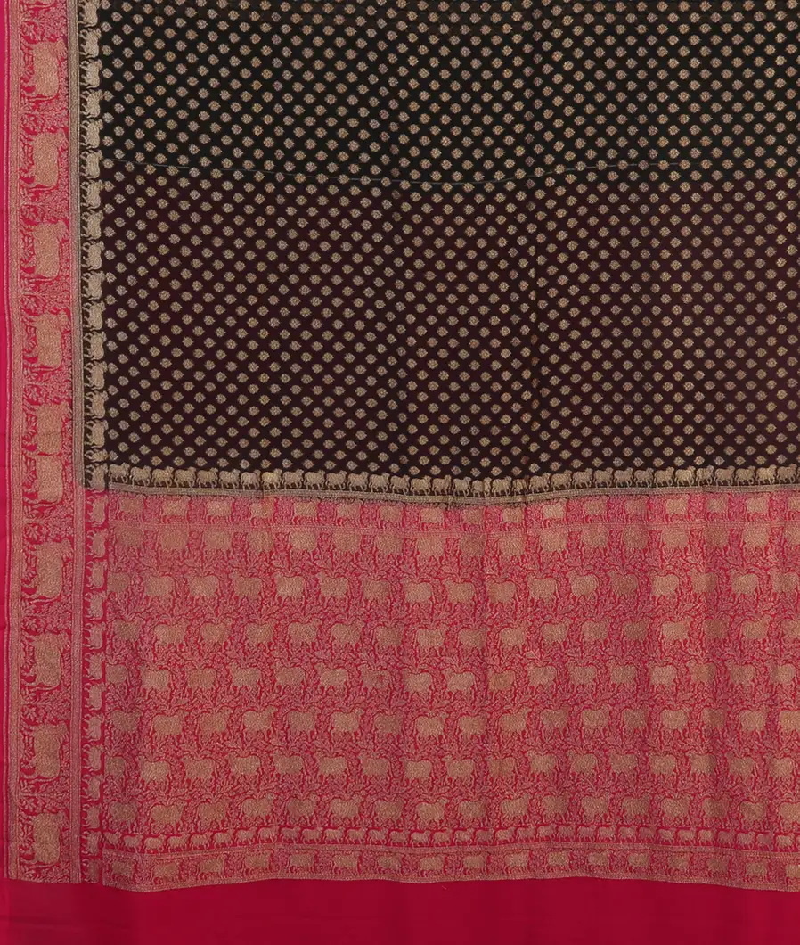 Black Banaras Georgette Silk Saree T4492434