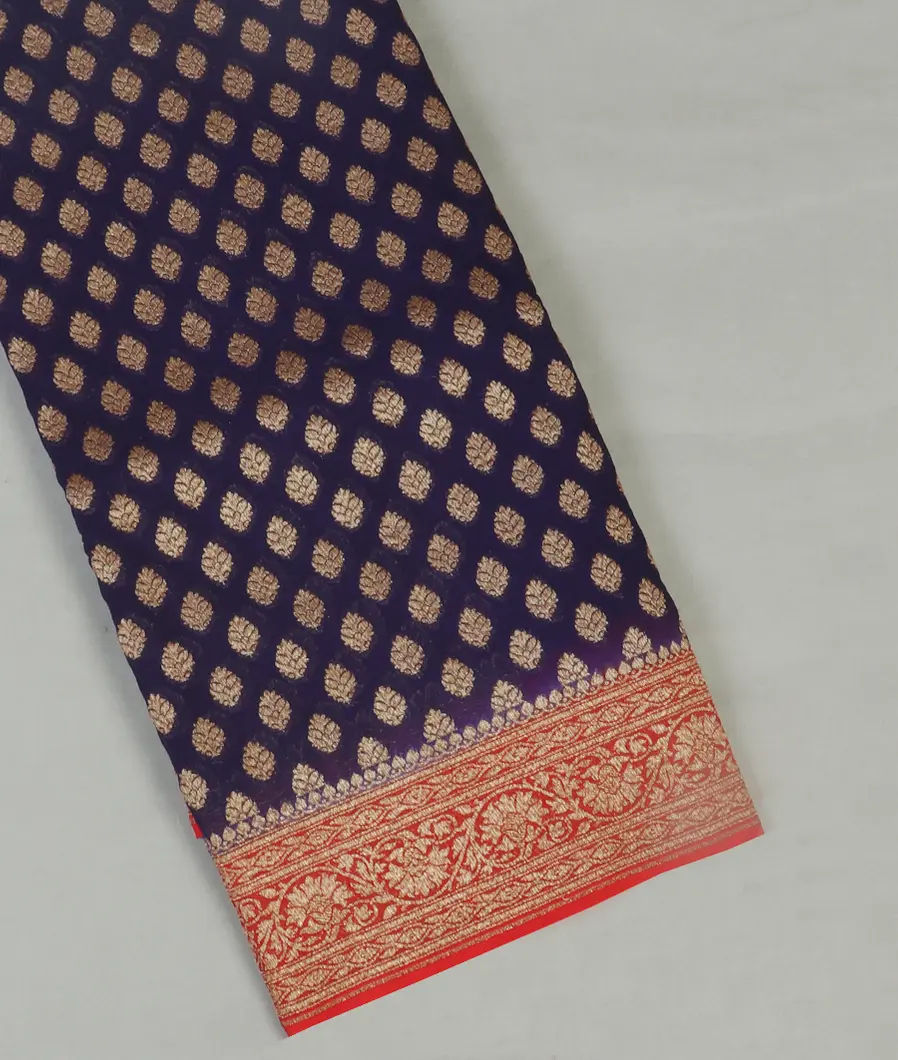 Blue Banaras Georgette Silk Saree T443684-image