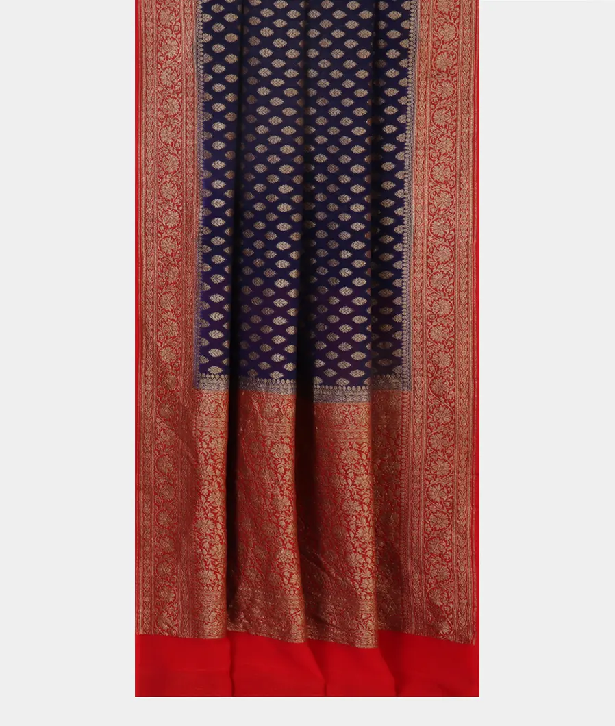 Blue Banaras Georgette Silk Saree T4436842