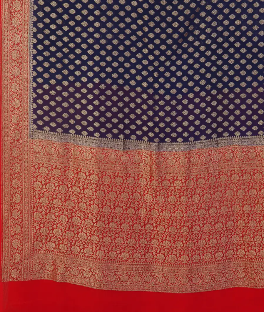 Blue Banaras Georgette Silk Saree T4436844