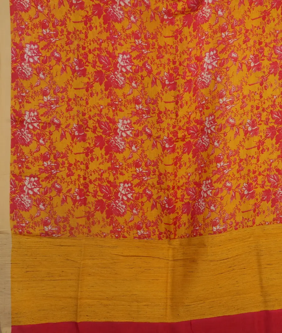 Yellow Kota Cotton Saree T4703054