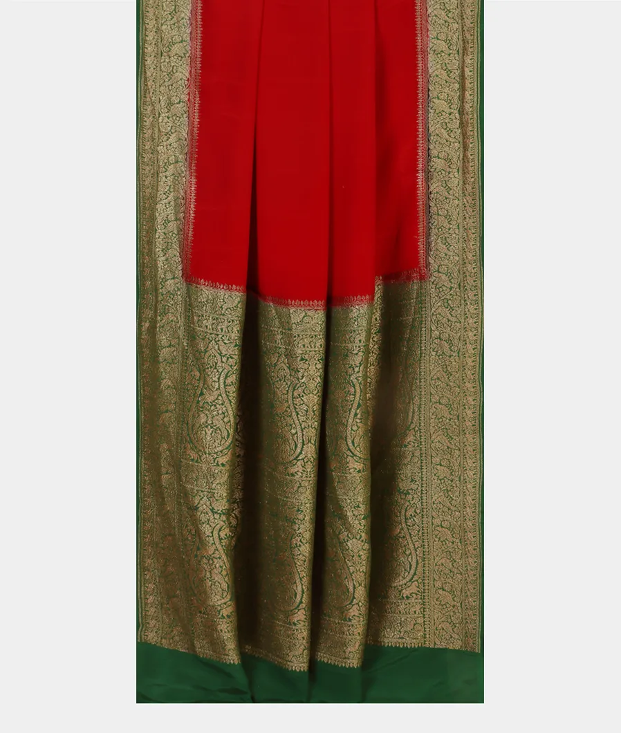 Red Banaras Crepe Silk Saree T4394162