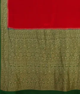 Red Banaras Crepe Silk Saree T4394164