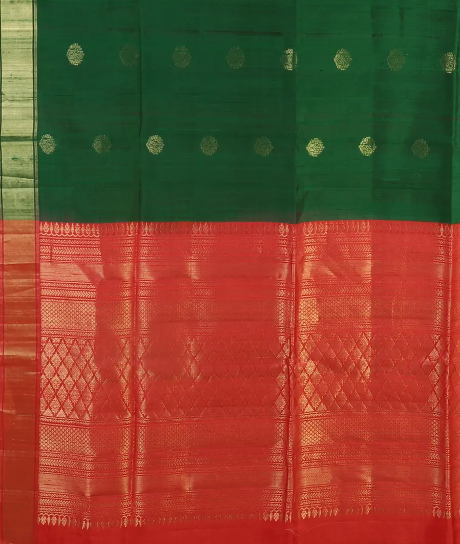 Green Woven Raw Silk Saree T4714004