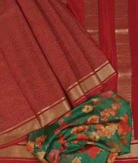 Red Mysore Crepe Silk Saree T4713162