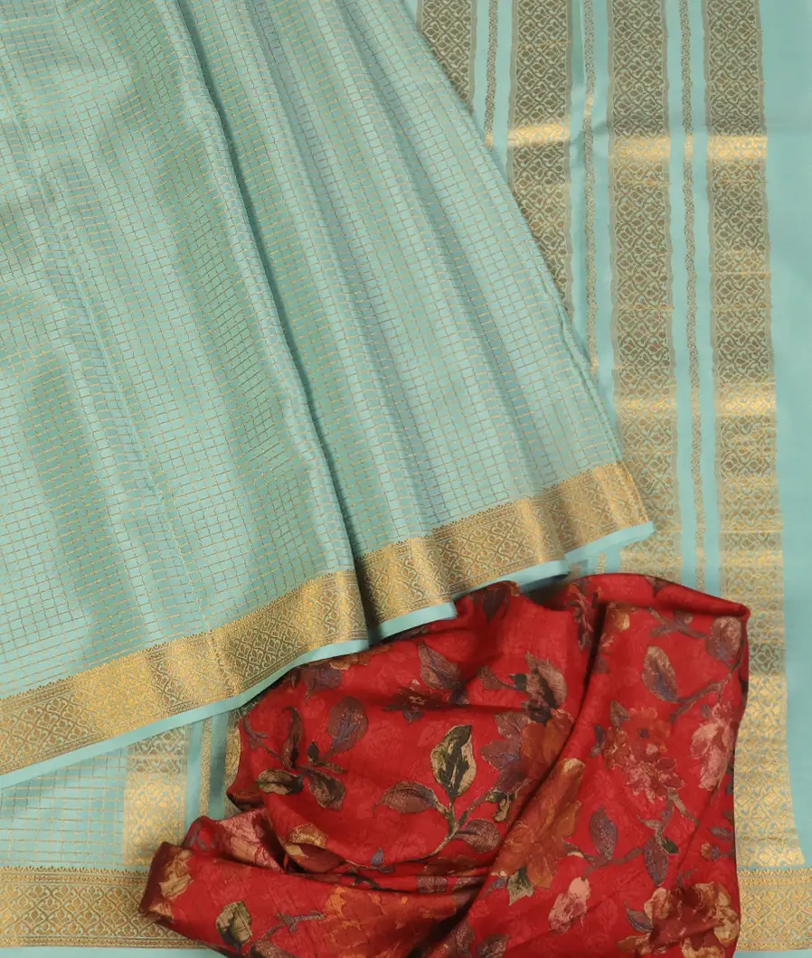 Blue Mysore Crepe Silk Saree T4713172