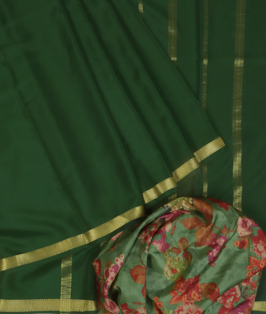 Green Mysore Crepe Silk Saree T4713102