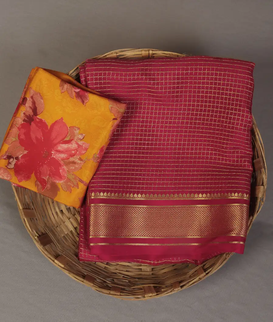 Magenta Mysore Crepe Silk Saree T471313-image