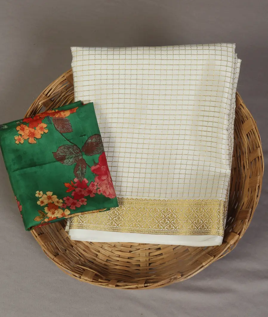 White Mysore Crepe Silk Saree T471323-image