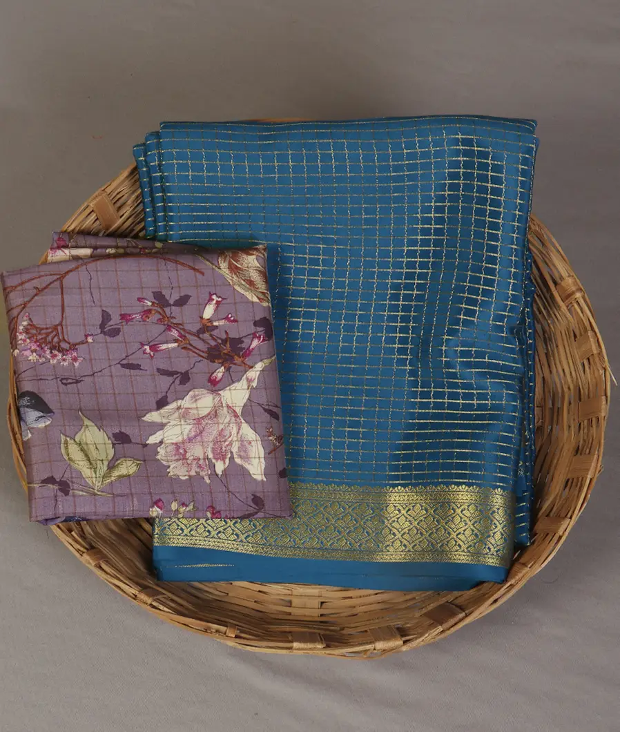 Blue Mysore Crepe Silk Saree T471318-image