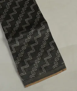 Black Linen Printed Saree T4714911