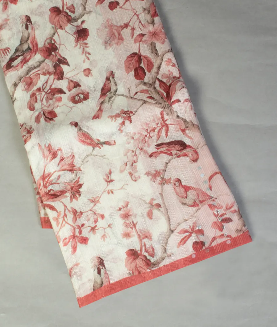 White Kora Tussar Saree T4547234