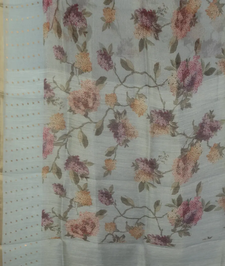 Blue Tissue Organza Printed Saree T4716444