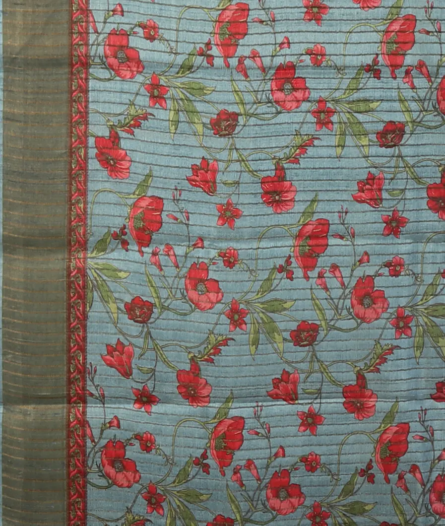Green Woven Tussar Saree T4713373