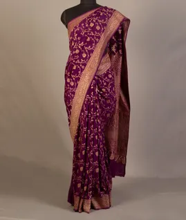 Purple Banaras Crepe Silk Saree T4596282