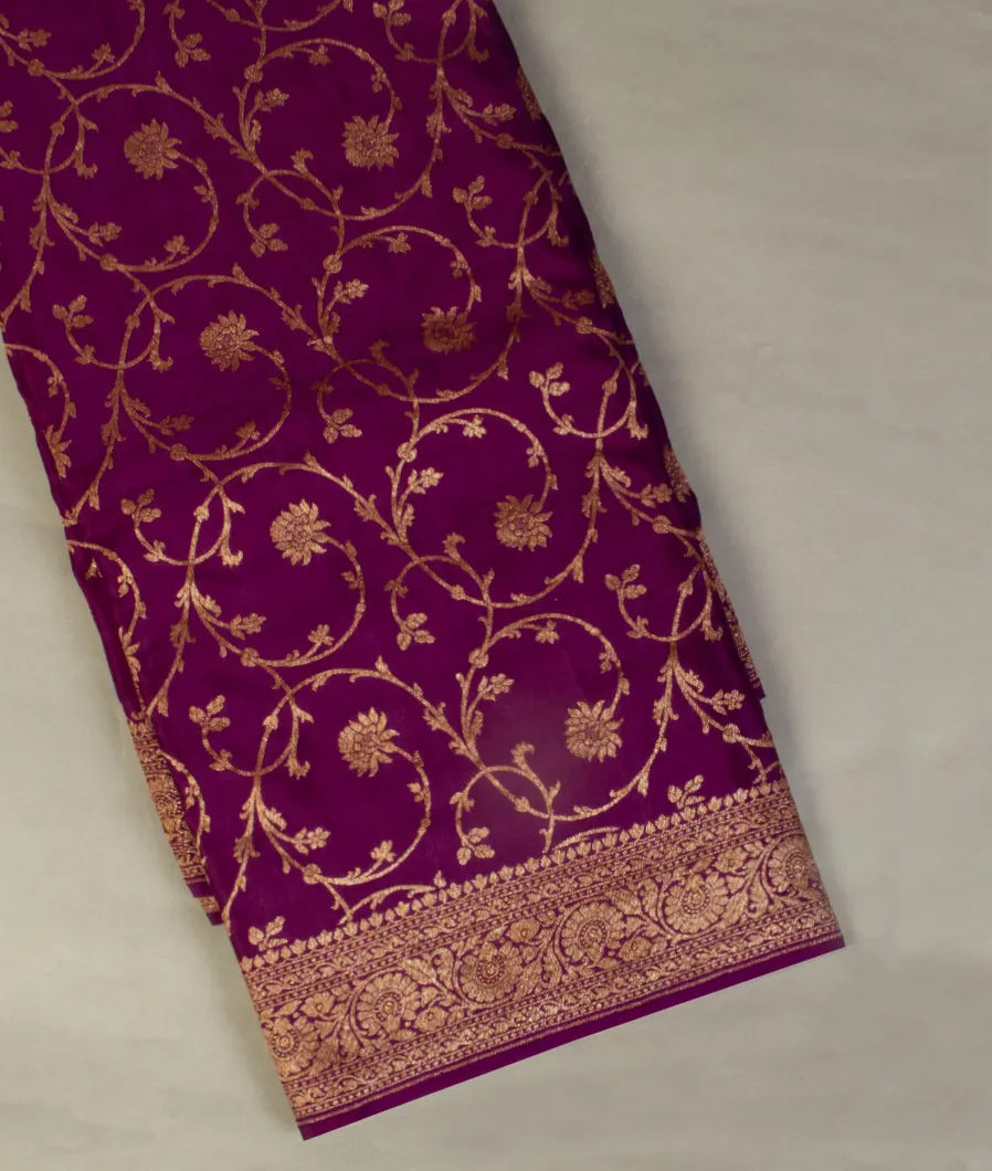 Purple Banaras Crepe Silk Saree T4596284